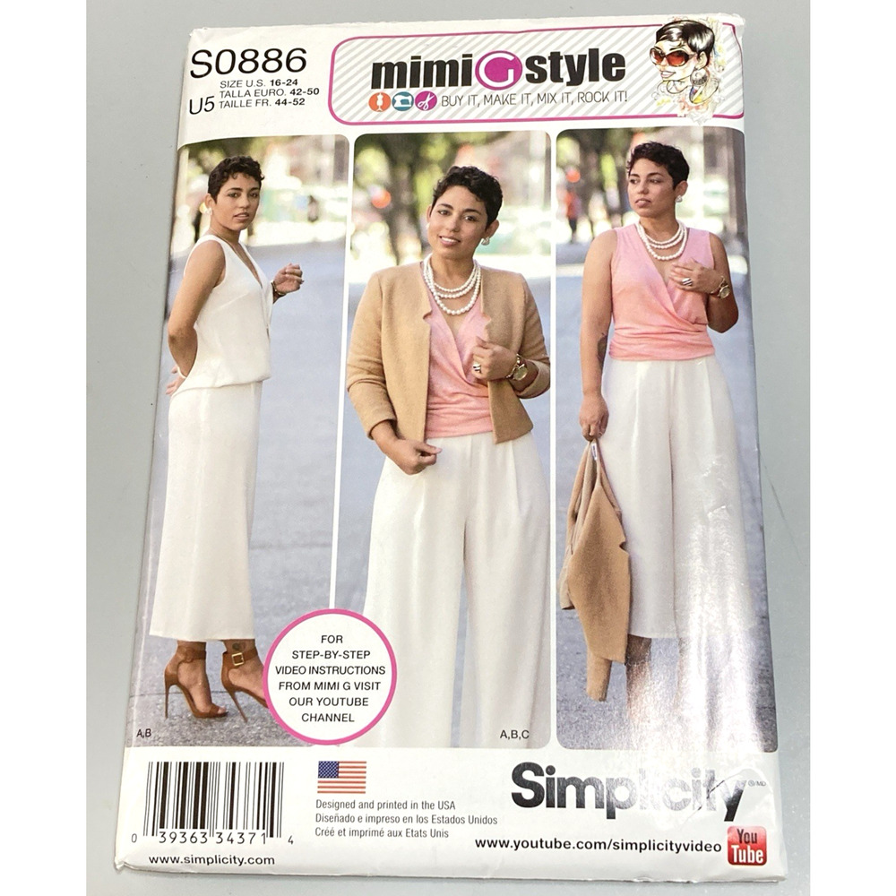 Simplicity Mimi G. Sewing 8093 (0886) Misses Size 16-24 Jacket Top Pants UNCUT